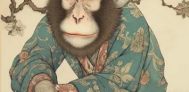 Ukiyo-e style monkey