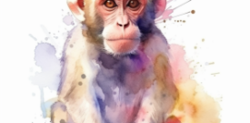Watercolor style monkey