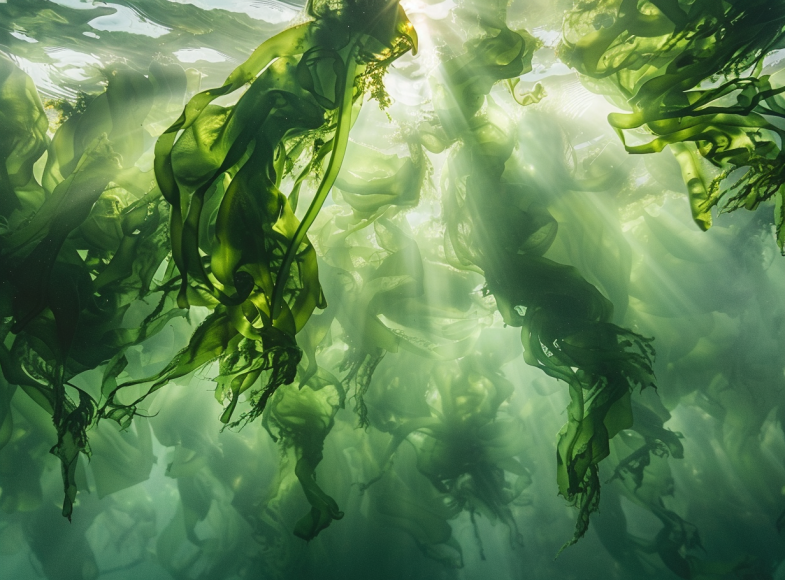 Photo d'une algue qui flotte sous l'eau