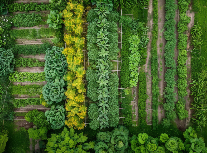 Vue aérienne d'un potager