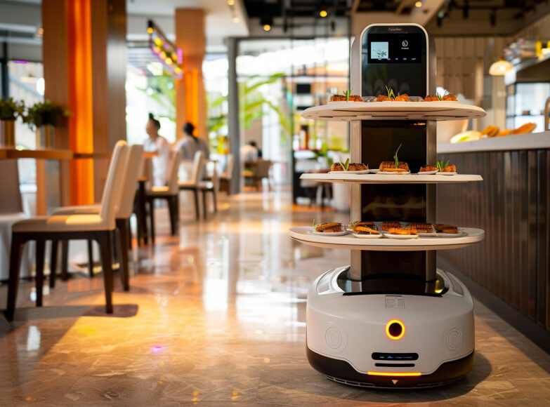 Un robot serveur dans un restaurant français